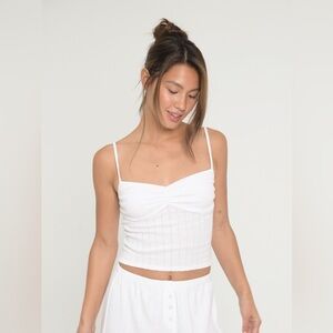 FORM Pointelle Ruched Tank in White 100% Cotton